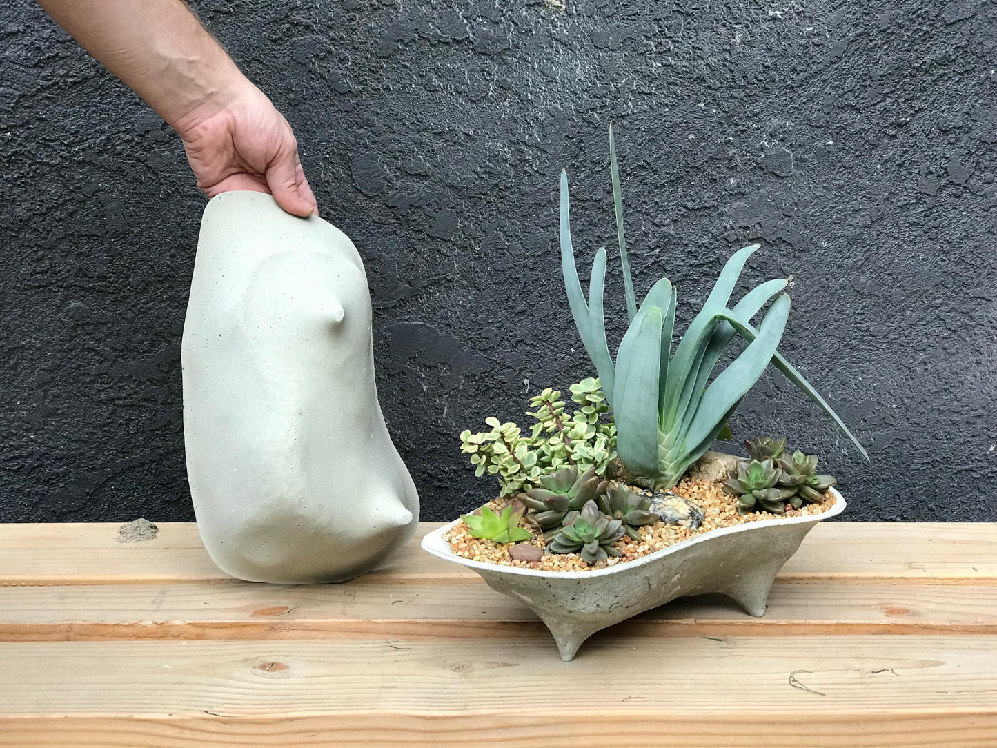 Rock Island Concrete Planter, modern, home decor, office planter, Gardening, Gift, valentine gift