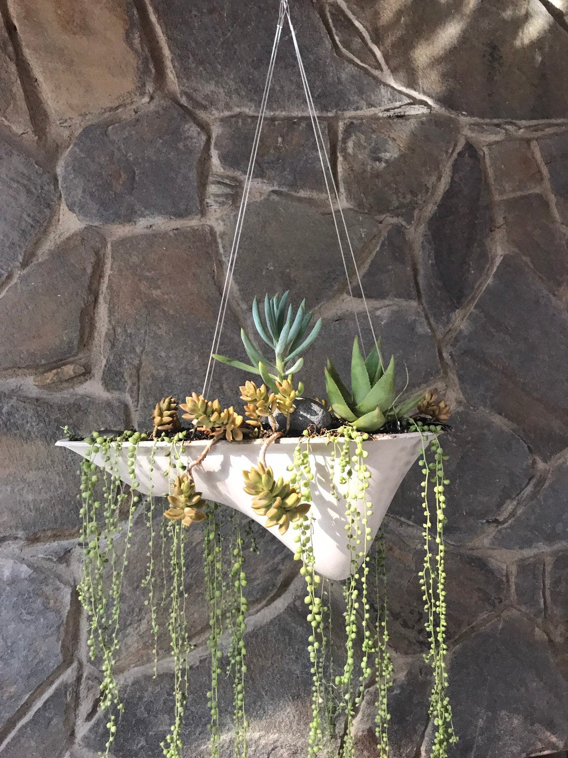 Floating Island Concrete Modern Planter - Hanging planter, long planter, home decor, office planter, gift, modern design, succulent plants