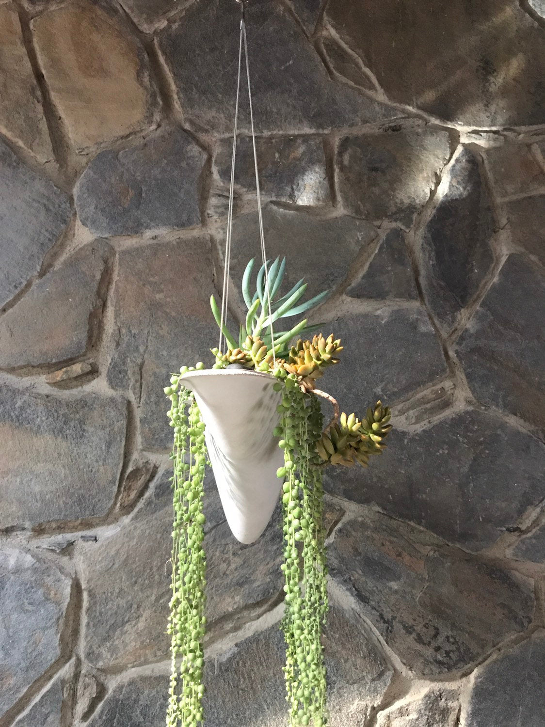 Floating Island Concrete Modern Planter - Hanging planter, long planter, home decor, office planter, gift, modern design, succulent plants